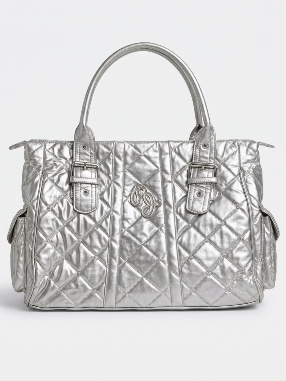 Vintage Y2K Pepe Jeans London Silver Quilted Handbag
